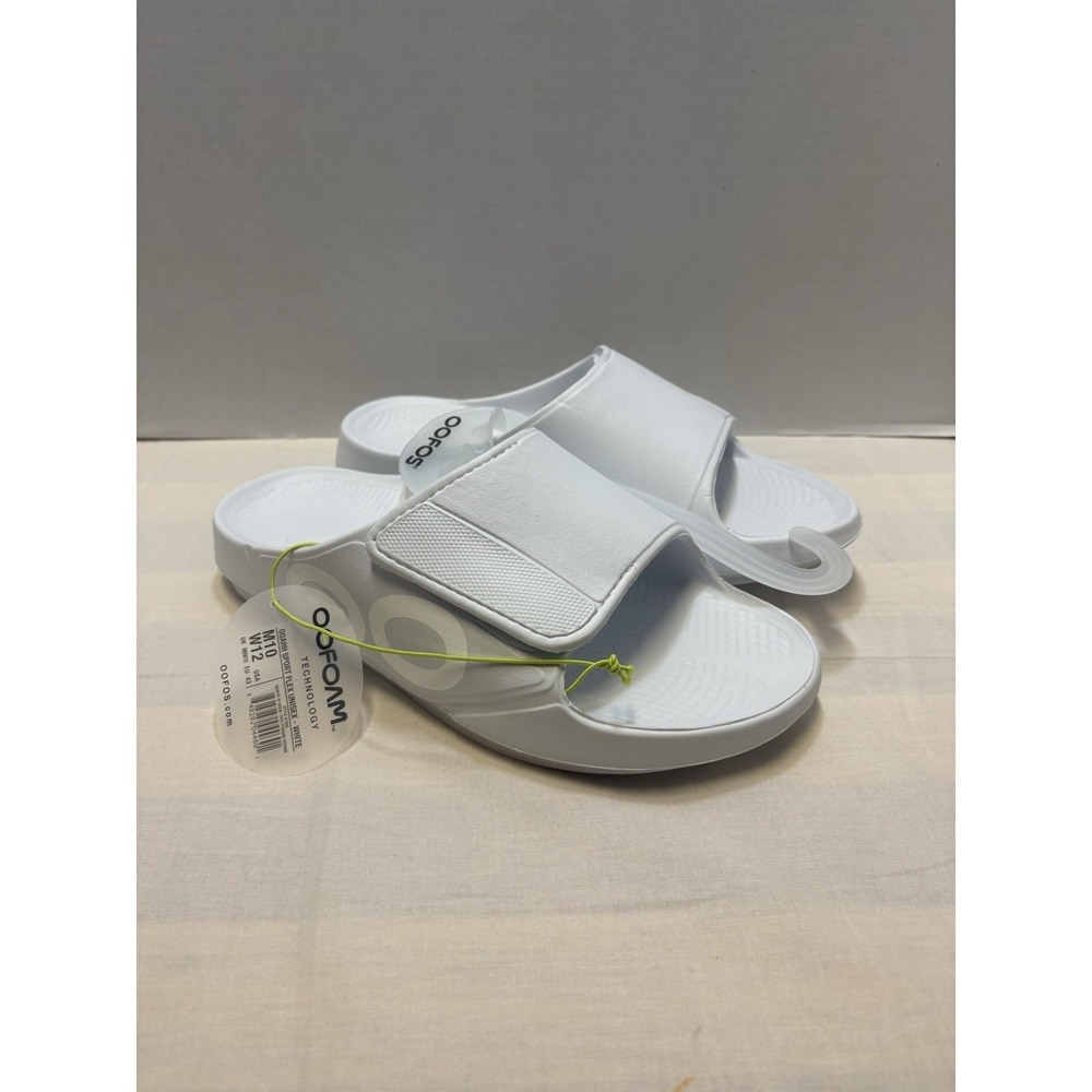NEW OOFOS OOahh Sport Flex Slide Sandal Unisex White Size Mens 10 Womens 12 NWT